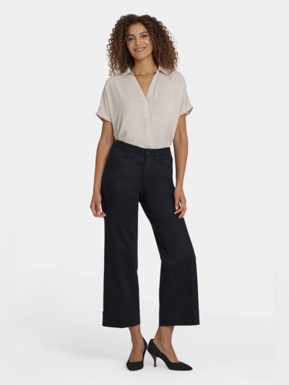 NYDJ Teresa Wide Leg Ankle Jeans in Black | 12